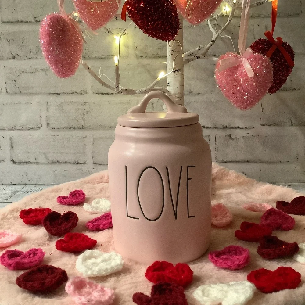 Rae Dunn Ceramic Pink Love Canister